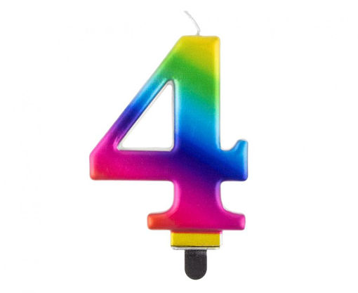 Picture of BIRTHDAY CANDLE RAINBOW NUMBER 4 - 8CM